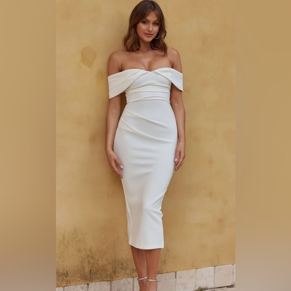 Leslie Midi Dress in Cream